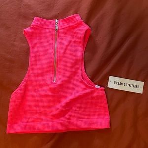 Urban Outfitters Neon Pink Zip Up Crop Top